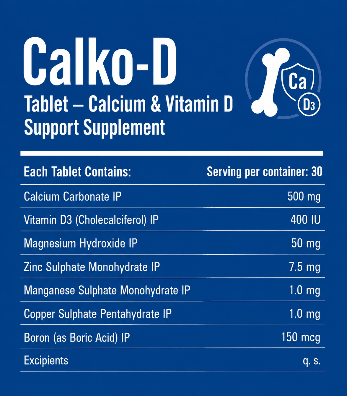 Calko-D Tablet – Calcium & Vitamin D Support Supplement - Image 2