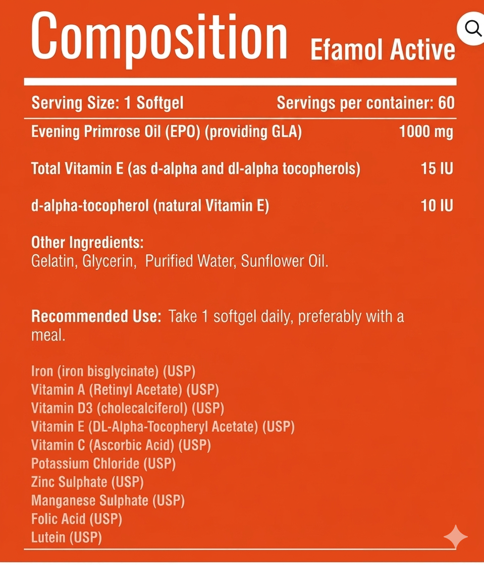 Efamol Active Softgel - EPO With Vitamin-E Supplement - Image 2