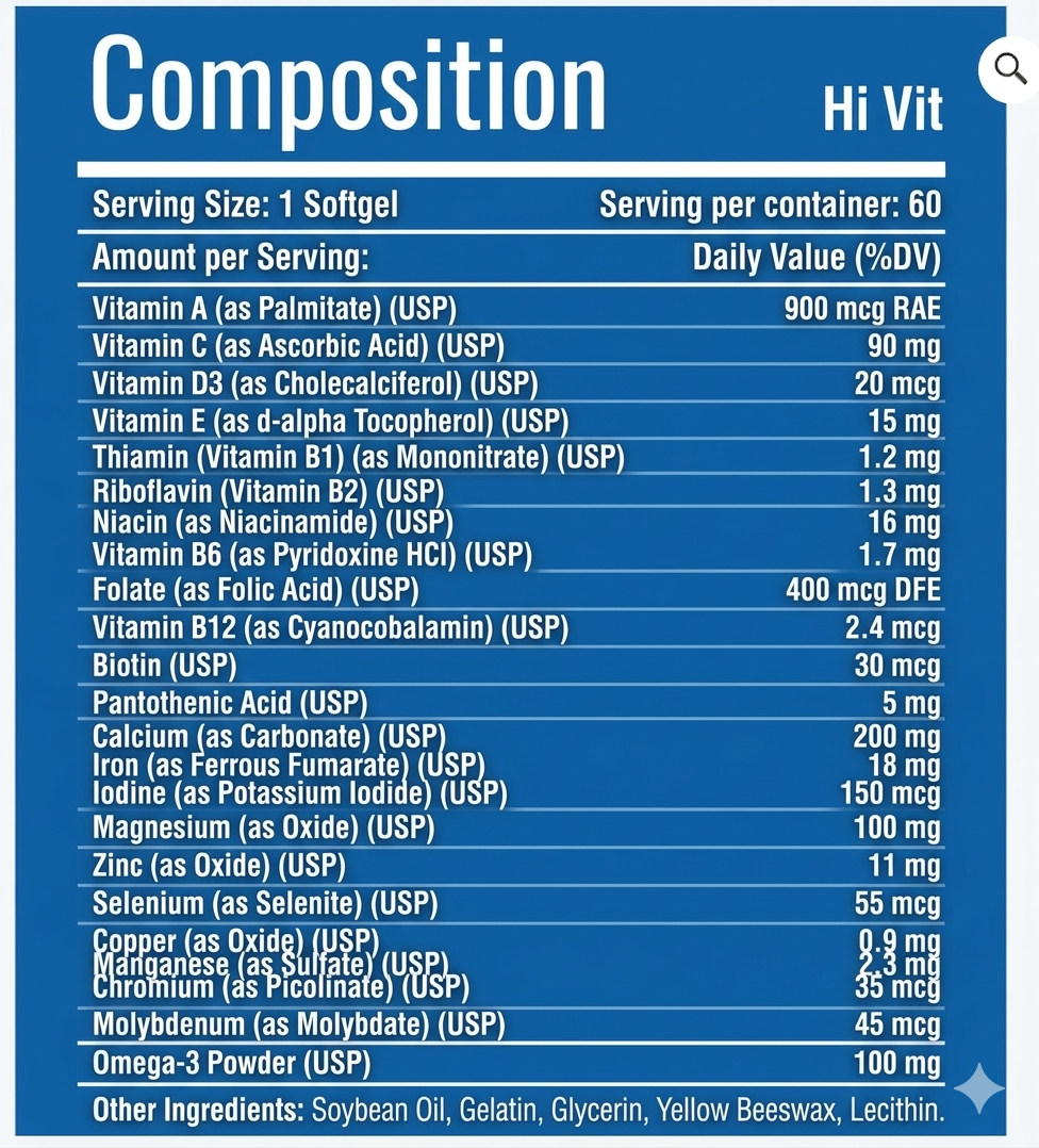 Hi Vit Softgel Daily Multivitamin & Multimineral Supplement - Image 2